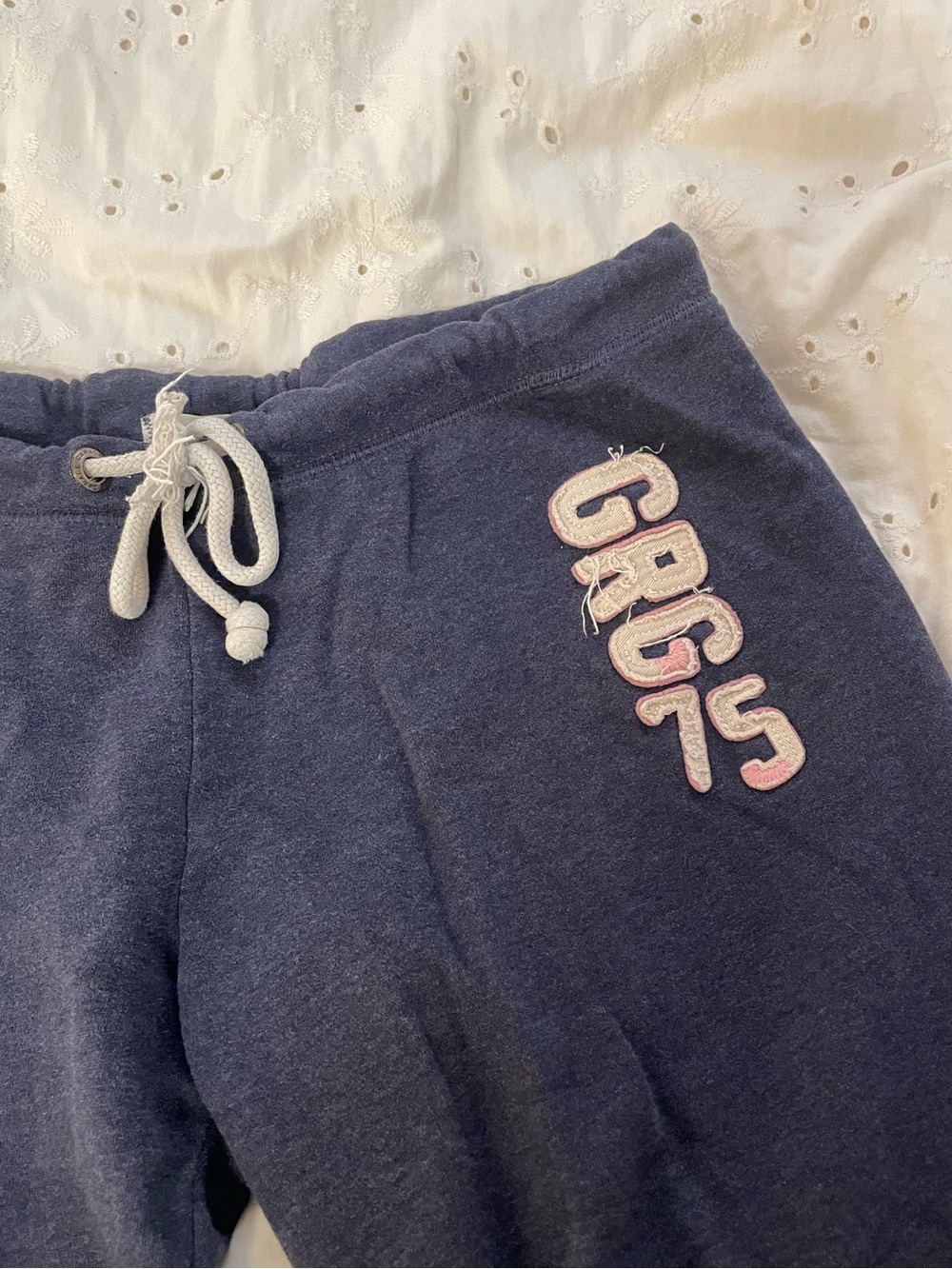 Garage Navy Sweatpants with Drawstring and Embroidered Logo
